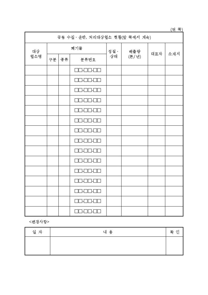 사업장폐기물배출자 신고증명서(「폐기물관리법 시행규칙」 제18조제2항제3호에 해당하는 경우) 샘플, 양식 다운로드